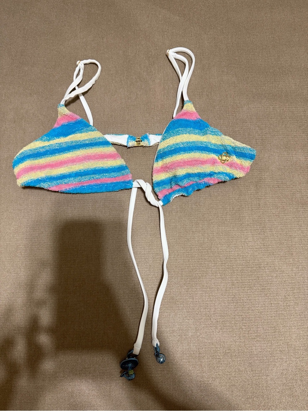 Striped Pastel Triangle Bikini Top - Multi